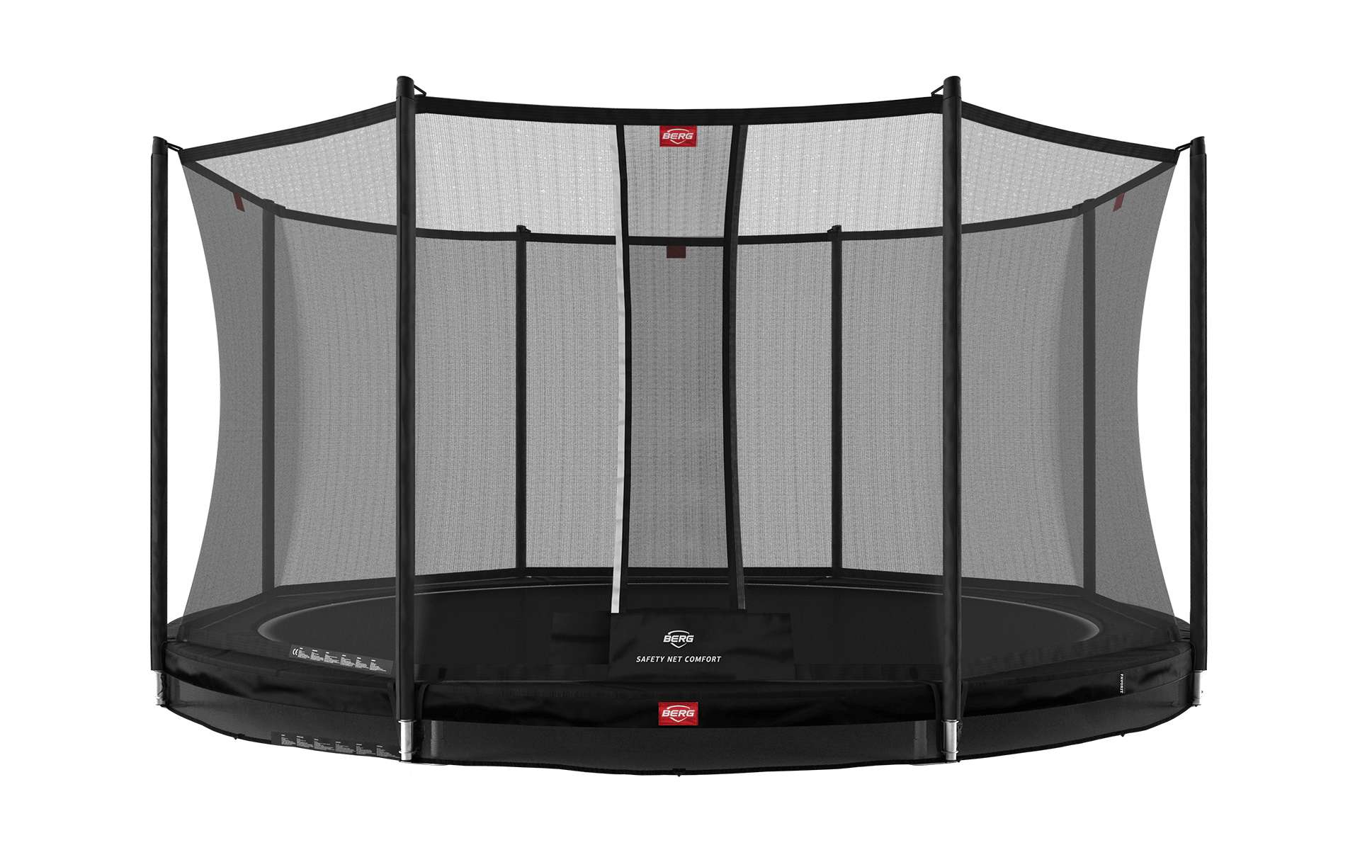 BERG Favorit InGround 380 Black — InGround trampoline set into the lawn